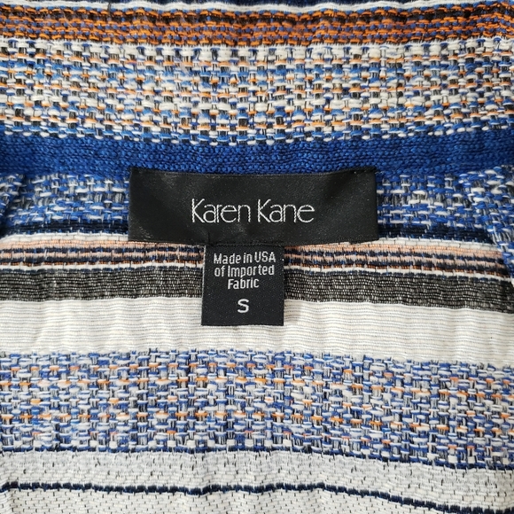 VGUC Karen Kane Pacific Sunrise Jacquard Tapestry Cropped Jacket Blue Size S - Picture 6 of 13
